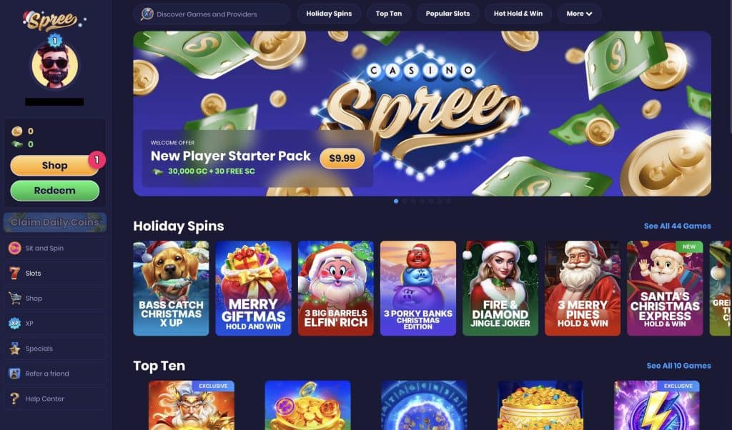 Spree Casino Homepage